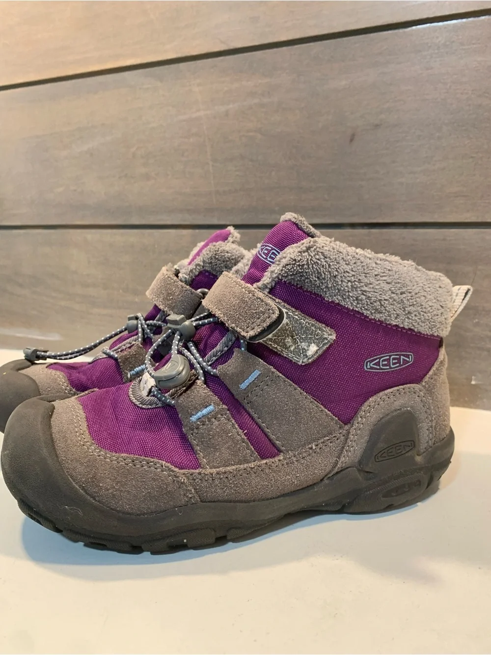 Keen Girls Knoth Chukka Boot Purple Gray Insulated Boot Size 1 Winter Waterproof
